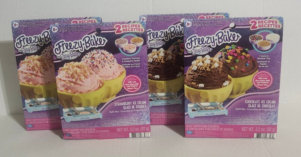 Freezy Bake Easy-Bake Oven Refill Mix Lot of 4 Strawberry Chocolate